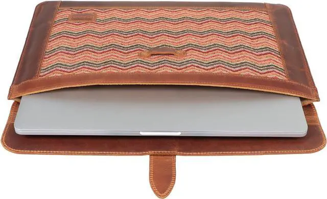 Alt view image 5 of 6 - Top Grain Leather Macbook Bag Laptop Sleeve for MacBook Pro and MacBook Air Case - 14 Inch - 13 Inch (M2, M2 Pro, M2 Max, M1) - 13.3 Inch - iPad Pro 12.9 Inch - 2020 2021, 2022 and 2023 Models