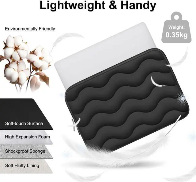 Alt view image 2 of 7 - ARVOK Puffy Laptop Sleeve 15 15.6 16 inch for MacBook Air 15 inch/Pro 16 inch, Laptop Case Notebook Computer/Tablet Pouch Cover for HP/Dell/Asus/Acer/Samsung, Extra Bag, Women, Cute Carrying Case