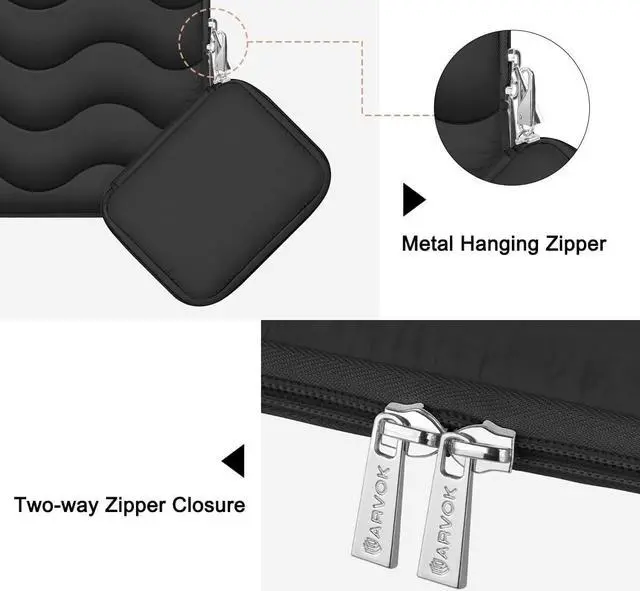Alt view image 4 of 7 - ARVOK Puffy Laptop Sleeve 15 15.6 16 inch for MacBook Air 15 inch/Pro 16 inch, Laptop Case Notebook Computer/Tablet Pouch Cover for HP/Dell/Asus/Acer/Samsung, Extra Bag, Women, Cute Carrying Case