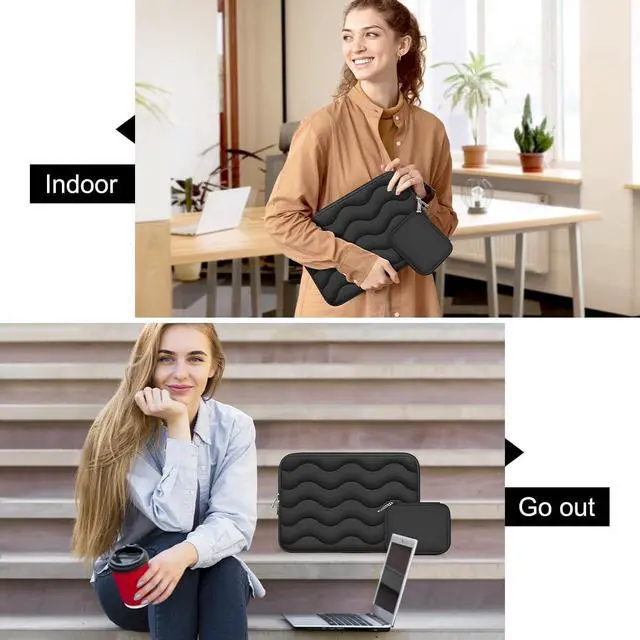 Alt view image 7 of 7 - ARVOK Puffy Laptop Sleeve 15 15.6 16 inch for MacBook Air 15 inch/Pro 16 inch, Laptop Case Notebook Computer/Tablet Pouch Cover for HP/Dell/Asus/Acer/Samsung, Extra Bag, Women, Cute Carrying Case