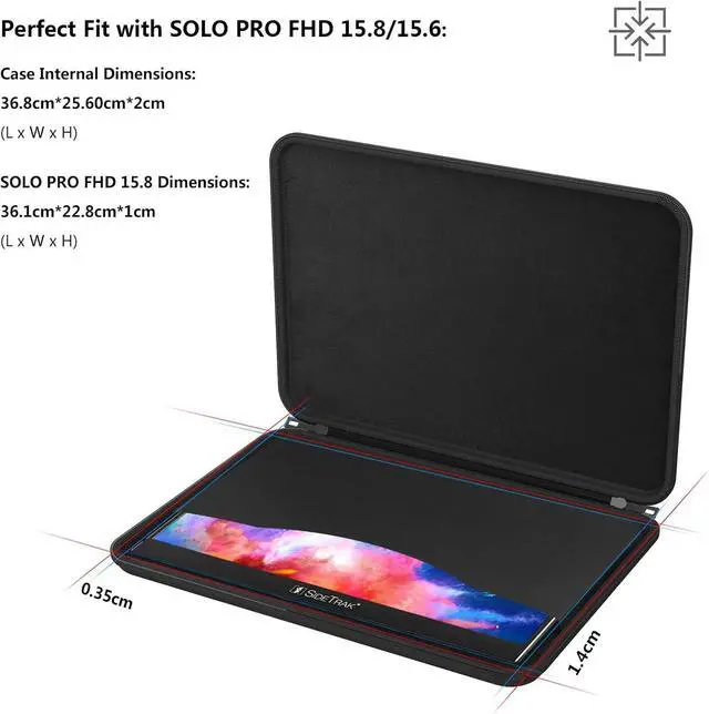 Alt view image 3 of 7 - Smatree 15 inch Protective Hard Case for Portable Monitor and Laptop