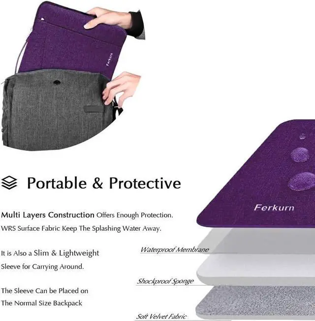 Alt view image 3 of 7 - Ferkurn 14 inch Laptop Sleeve Laptop Case Compatible with MacBook Pro 14 inch Sleeve Case 2021, Notebook Asus Laptop Acer Chromebook 13.9 inch Wateproof Computer Carrying Sleeve with Handle