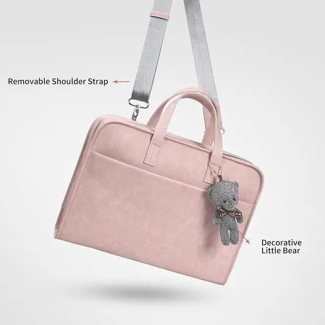 Alt view image 6 of 7 - Protective Sleeve Case Bag Compatible with MacBook Pro 16 Inch, 15.6 inch, HP, Dell, Acer Aspire, Asus Notebook, Computer Bag with Shoulder Strap,Pocket,Handle, Pink