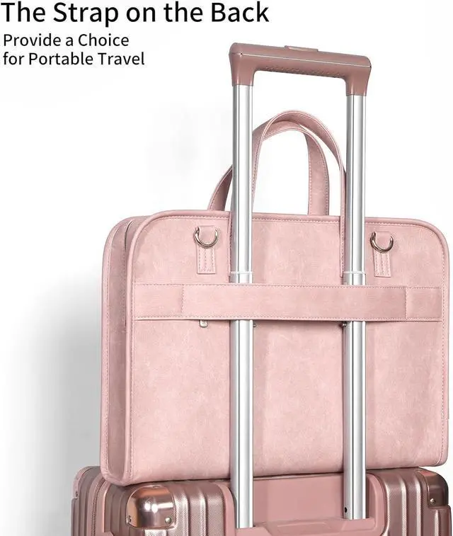 Alt view image 7 of 7 - Protective Sleeve Case Bag Compatible with MacBook Pro 16 Inch, 15.6 inch, HP, Dell, Acer Aspire, Asus Notebook, Computer Bag with Shoulder Strap,Pocket,Handle, Pink