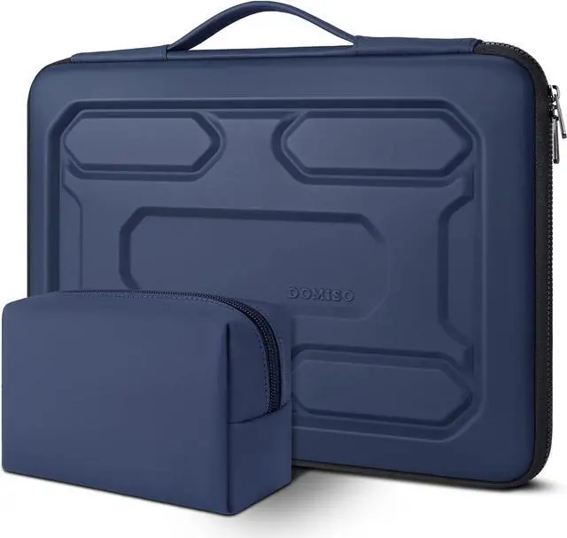Main image of DOMISO 15.6 inch Laptop Sleeve with Pouch Shockproof Computer Bag Waterproof EVA Protective Carrying Case for 15.6" Yoga 720 ThinkPad T570 IdeaPad 310 320/HP Envy 15/15.6" Notebooks, Dark Blue