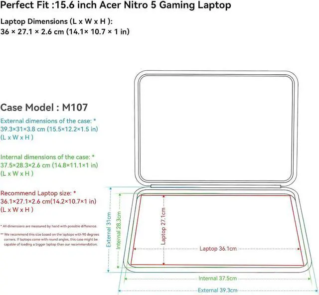 Alt view image 2 of 7 - Smatree Hard EVA Protective Sleeve Case Compatible for 15.6 inch Acer Nitro 5 Gaming Laptop Slim and Anti-Shock Case Notebook Bag(M107)