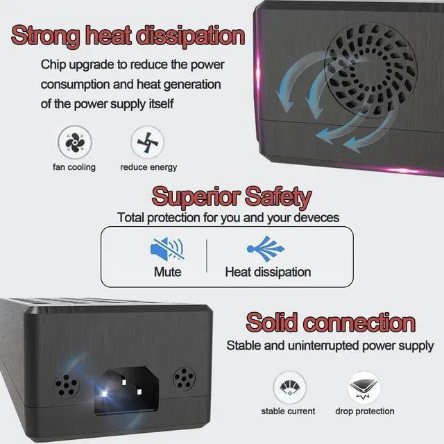 Alt view image 6 of 7 - USB Charger, USB C Charger Block, 100W (20A) 24 Port Multiple USB Charger Station Desktop USB Wall Charger 12 USB C 12 USB A Compatible for Apple iPhone, iPad,  Galaxy, Laptop, Pixel, Phones