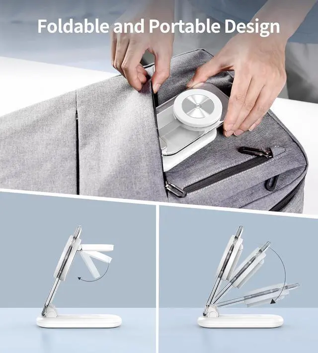 Alt view image 5 of 7 - 3 in 1 Wireless Charging Station for Mag-Safe, Foldable Adjustable Magnetic Wireless Charger, Travel Mag-Safe Charger Stand with Light for iPhone 15/14/13/12 Series, AirPods 3/2/Pro, Apple Watch