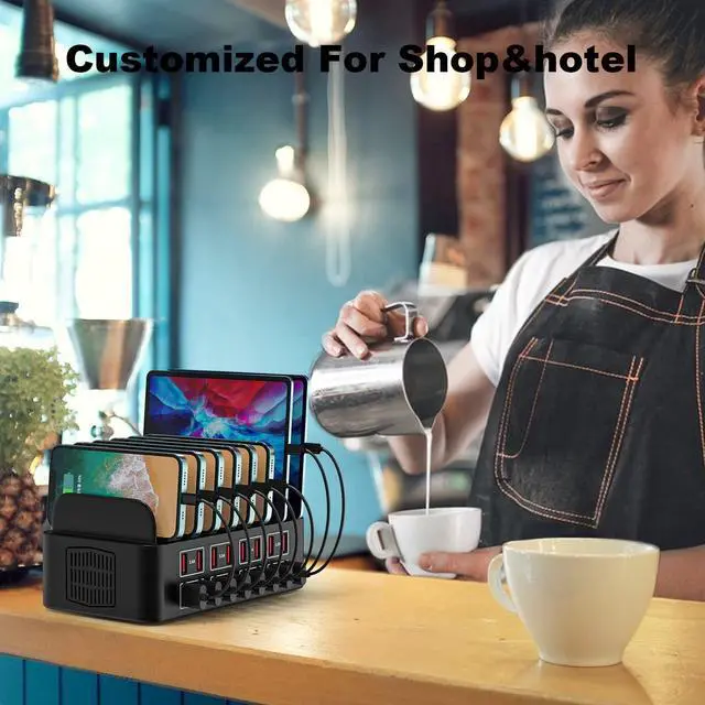 Alt view image 4 of 7 - Charging Station for Multiple Devices,Cinlinso 150W/35A 16 Port USB Charging Station,Multi Device Fast Charger Organizer Compatible with iPad,Tablet,Kindle Cell Phone and Other Electronic