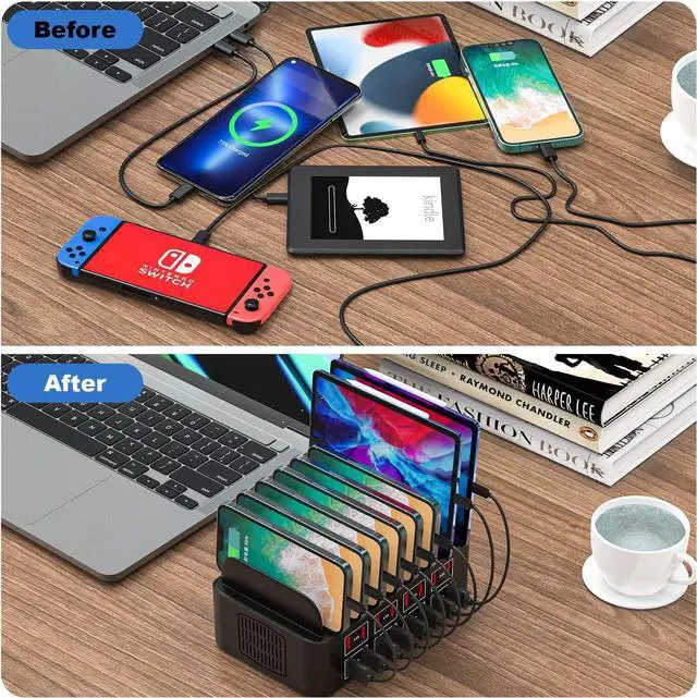 Alt view image 6 of 7 - Charging Station for Multiple Devices,Cinlinso 150W/35A 16 Port USB Charging Station,Multi Device Fast Charger Organizer Compatible with iPad,Tablet,Kindle Cell Phone and Other Electronic