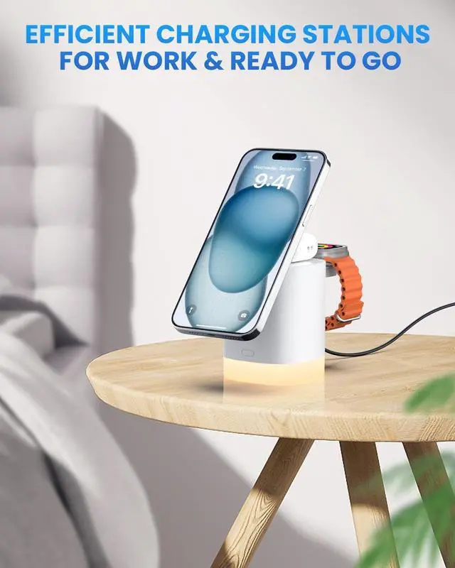 Alt view image 6 of 7 - Wireless Charging Station for iPhone Mag-Safe: 3-in-1 Foldable Charger Phone Stand Charger for iPhone 16/15/14/13/12 Pro/Max/Plus - for AirPods - for  Watch 2-10/Ultra