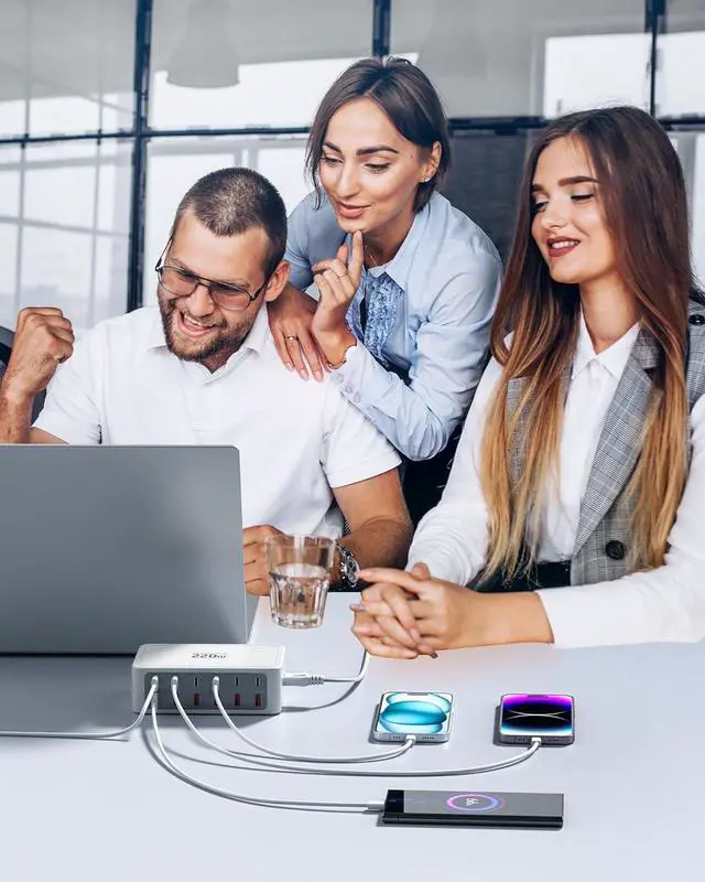Alt view image 7 of 7 - 12-Ports Multiple USB C Fast Charging Station, 220W GaN Charger Hub with European Travel Plug, PD 65W Laptop Charger for MacBook iPad iPhone Google Pixelbook Dell XPS Galaxy Steam Deck - White
