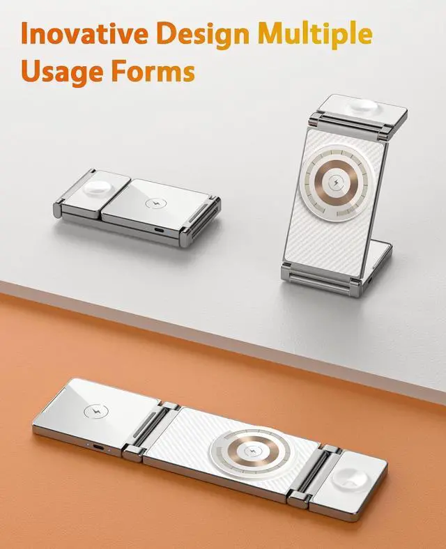 Alt view image 3 of 7 - Mag-Safe Charger Stand iPhone and Watch Charging Station for Apple Devices, Magnetic 3 in 1 Foldable Travel Charging Dock for Airpods and iPhone 15/14/13/12 Max/Pro/Mini