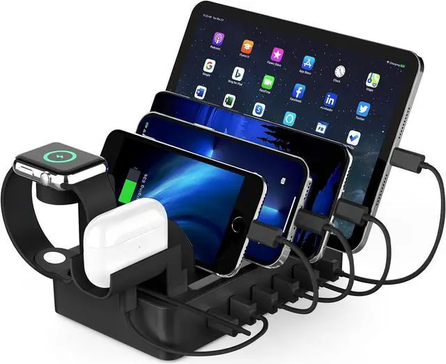 Main image of Multiple Charging Station Charger Station - Charging Station for Multiple Devices, 6 Ports USB Charging Dock for Phone| Earhead|Watch Stand, Fast Docking Station, Family Electronics Charging Center