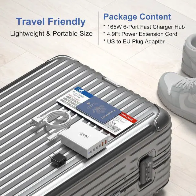 Alt view image 5 of 7 - 165W USB C Fast Charger, Agtray 6-Port USB C Charger Block PD/QC Fast Charging Plug GaN Multiport Desktop Station Hub Travel Power Adapter Compatible for MacBook/iPad Pro Air, iPhone 15 14, Galaxy S24