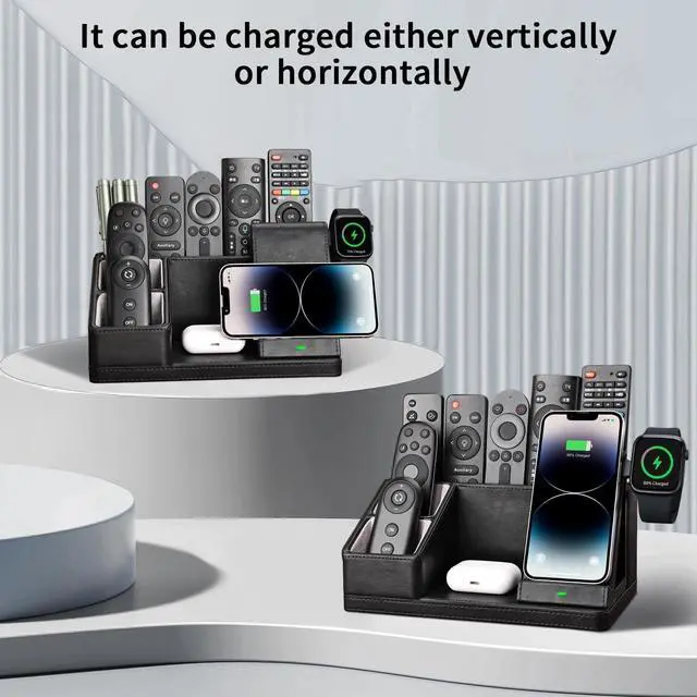 Alt view image 5 of 6 - KINGFOM 3-in-1 Charging Station for iPhone, Apple Watch & AirPods  Fast Wireless Charger Stand, Desk Organizer with Phone Holder, Nightstand Dock for Apple Devices