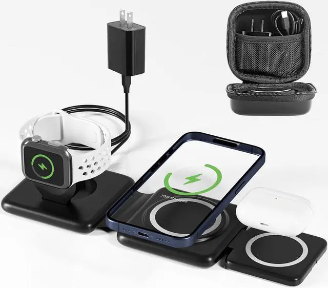 Main image of 3 in 1 Mag-Safe Charging Station for Apple Device 20W Fast Charging Wireless Charger for iPhone 15/14/13/12/11 Series and AirPods 3/2/Pro 2/Pro,iWatch Ultra/8/7/6/5/4/3/2/SE