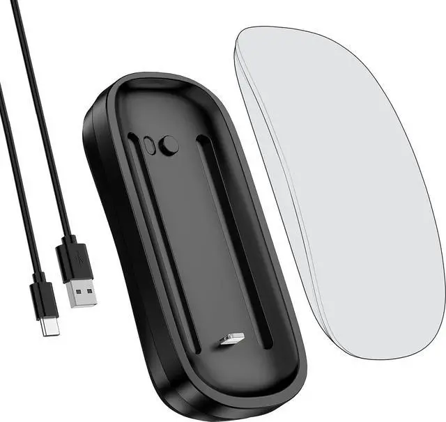 Main image of HONKID Wireless Charging Station for Magic Mouse 2, QI Mobile Phone and AirPods, Double-Sided Charging, 3 in 1 Wireless Charging Dock, USB-A to USB-C Cable Long 5ft, Black