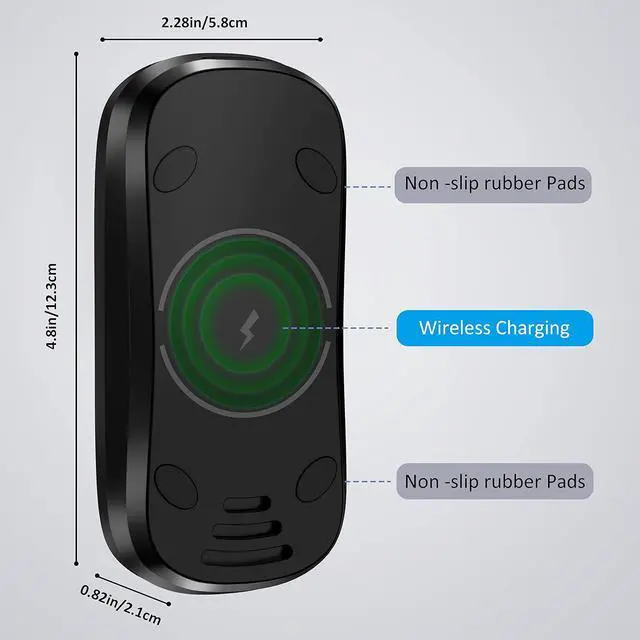 Alt view image 6 of 7 - HONKID Wireless Charging Station for Magic Mouse 2, QI Mobile Phone and AirPods, Double-Sided Charging, 3 in 1 Wireless Charging Dock, USB-A to USB-C Cable Long 5ft, Black