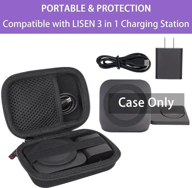Alt view image 2 of 7 - khanka Hard Travel Case Replacement for LISEN 3 in 1 Charging Station,Travel Wireless Charging Station for Multiple Devices,Case Only(Black).