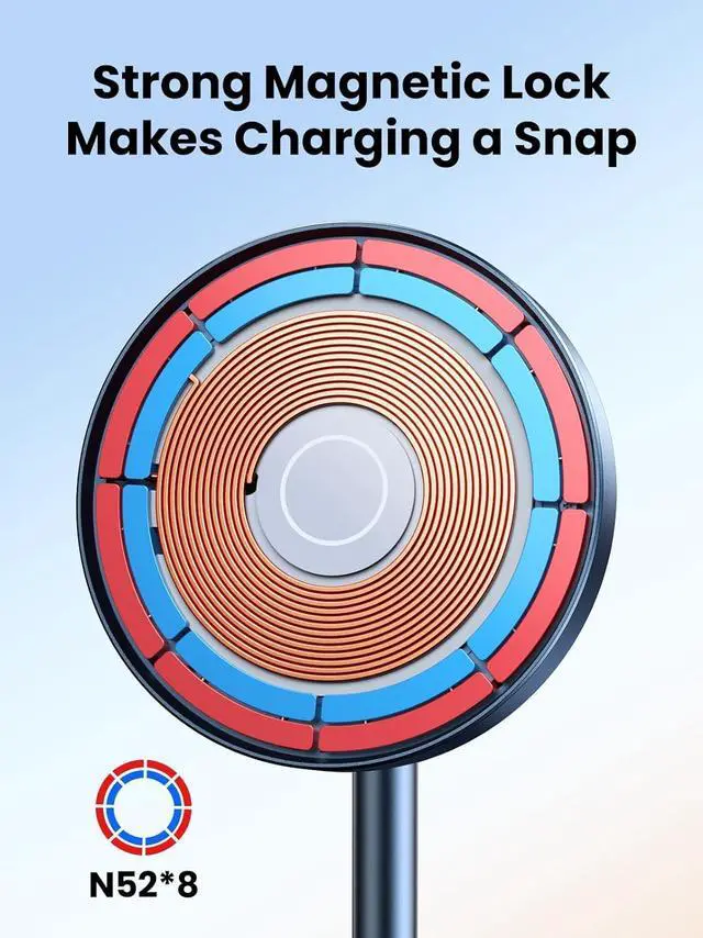 Alt view image 6 of 7 - UGREEN 2-in-1 Magnetic Wireless Charging Station Compatible with iPhone 15 15 Plus 15 Pro 15 Pro Max 14 13 12 Series and AirPods Series, Wireless Charging Stand with 3 FT USB-C Cable (No AC Adapter)