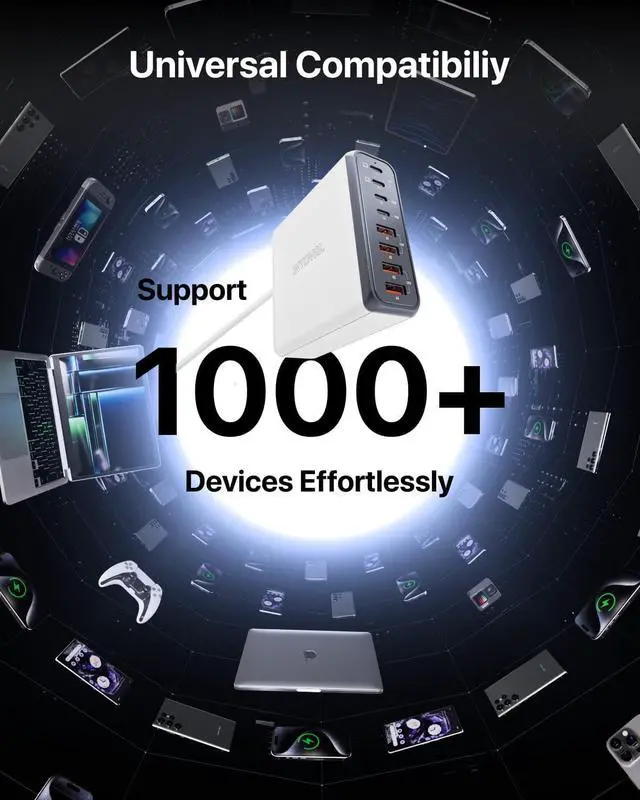 Alt view image 6 of 6 - Intoval 140W USB C Charger Block: 8-Port Charging Station for Multiple Devices iPhone, MacBook, Galaxy, iPad & More (K44,White)