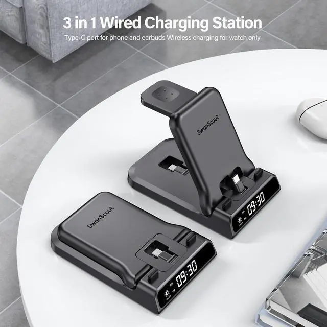 Alt view image 6 of 7 - 3 in 1 Charging Station for Google Pixel Watch 2 Only, 25W Fast Type-C Wired Charger Stand for Google Pixel 8 Pro/8/Fold/7A/7/7 Pro/6/6 Pro/6A/5/5A/4/4A, Buds Pro/Buds A-Series