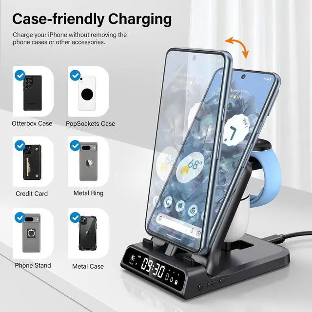 Alt view image 5 of 7 - 3 in 1 Charging Station for Google Pixel Watch 2 Only, 25W Fast Type-C Wired Charger Stand for Google Pixel 8 Pro/8/Fold/7A/7/7 Pro/6/6 Pro/6A/5/5A/4/4A, Buds Pro/Buds A-Series
