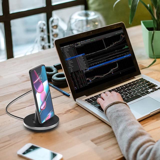 Alt view image 3 of 7 - Desktop Charging Stand for USB-C Phone and Tablets, Adjustable Case-Friendly Dock Station Charger, Super Fast Charge Compatible (Wired Type-C)
