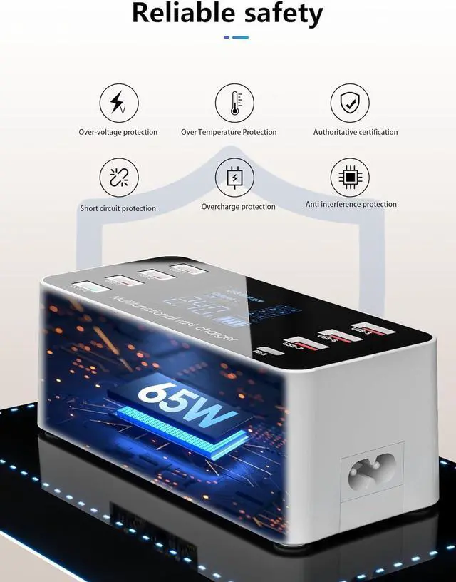 Alt view image 5 of 7 - Charging Station for Multiple Devices, 8 Ports USB Charging Dock with QC3.0/PD18W USB-C Fast Charging Station for Multiple Devices Apple, Compatible with Ipad/MacBook Pro/Air, iPhone/Galaxy, Ect