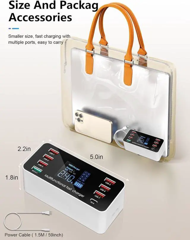 Alt view image 6 of 7 - Charging Station for Multiple Devices, 8 Ports USB Charging Dock with QC3.0/PD18W USB-C Fast Charging Station for Multiple Devices Apple, Compatible with Ipad/MacBook Pro/Air, iPhone/Galaxy, Ect