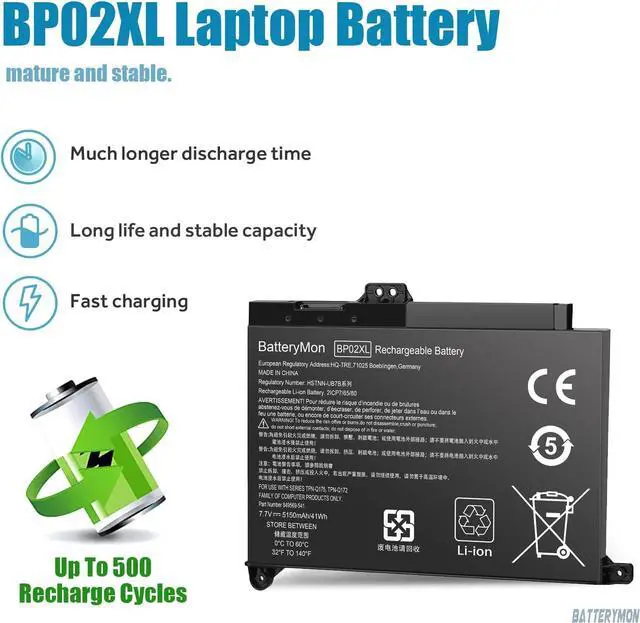 Alt view image 2 of 7 - 849909-850 BP02XL Battery for HP Pavilion 15-AU 15T-AU 15-au010wm 15-au018wm 15-au020wm 15-au030wm, Pavilion 15-AW 15-aw100 15-aw002nv 15-aw007cy 15-aw010na 15-aw022nd 15-aw053nr 15-aw054na Laptop