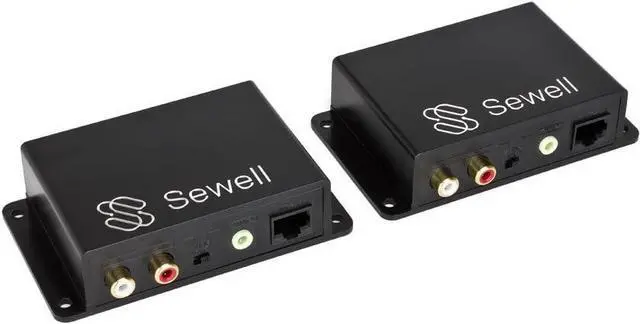 Main image of Sewell Sound Link Audio over single cat5e or cat6, 3.5mm or RCA, 600m or 2000 ft, bi-directional, up to two inputs/outputs Black