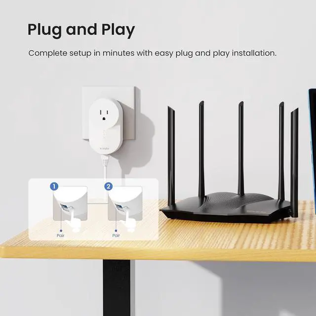 Alt view image 5 of 7 - Tenda AV1000 Powerline Etherne Adapter Kit with Gigabit Ports, Ethernet Over Power, Plug&Play, Power Saving, Power Outlet Passthrough, Ideal for Gaming (PH6)