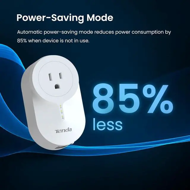 Alt view image 6 of 7 - Tenda AV1000 Powerline Etherne Adapter Kit with Gigabit Ports, Ethernet Over Power, Plug&Play, Power Saving, Power Outlet Passthrough, Ideal for Gaming (PH6)