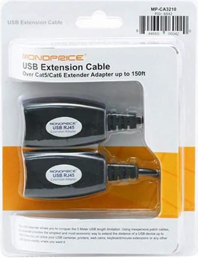 Alt view image 2 of 2 - Monoprice USB Extender over CAT5E or CAT6 Connection up to 150ft