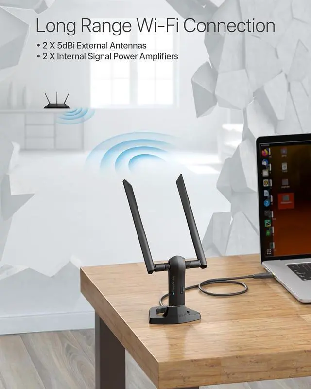 Alt view image 7 of 7 - BrosTrend Linux WiFi Adapter for Ubuntu, Mint, Debian, Lubuntu, Xubuntu, Mate, Zorin, PureOS, Raspberry Pi 2+, Windows 11, etc. 1200Mbps, 5GHz + 2.4GHz, Long Range 2X5dBi Antennas, USB3.0