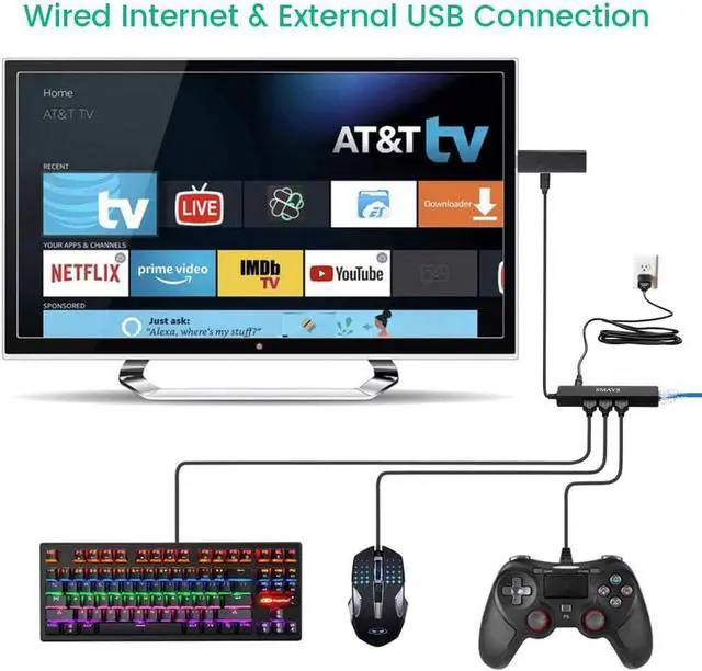 Alt view image 2 of 7 - USB OTG Cable Ethernet Adapter for Fire Stick 4K TV Cube Max Lite, Alexa Show 2nd Gen, Show 5 and Show 8