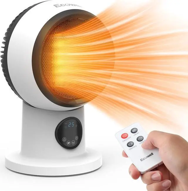 Main image of ECOWELL Space Heater Fan Combo, 1500W 2S Fast Heating Electric Ceramic Heater with Remote & LED Display, Overheating and Tip-Over Protection, Portable Quiet Modern Air Circulator Heating Fan