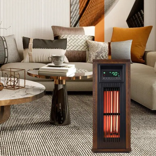 Alt view image 5 of 7 - Lifesmart 23-in. 3-Quartz Infrared Tower Heater with Oscillation, Remote Control, and Timer, Electric Space Heater for Home, Office, Bedroom