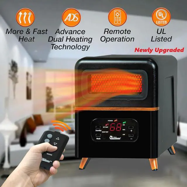 Alt view image 2 of 7 - DR-978 Infrared Space Heater, Hybrid, Black