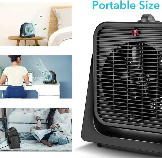 Alt view image 5 of 6 - 2 in 1 Cooler & Heater - Desk Electric Small Cooling and Heating Fan Combo W/ Tip Over & Overheat Protection, Desktop for Indoor Use Home Room Office Bedroom Room Personal
