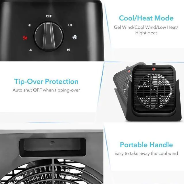 Alt view image 6 of 6 - 2 in 1 Cooler & Heater - Desk Electric Small Cooling and Heating Fan Combo W/ Tip Over & Overheat Protection, Desktop for Indoor Use Home Room Office Bedroom Room Personal