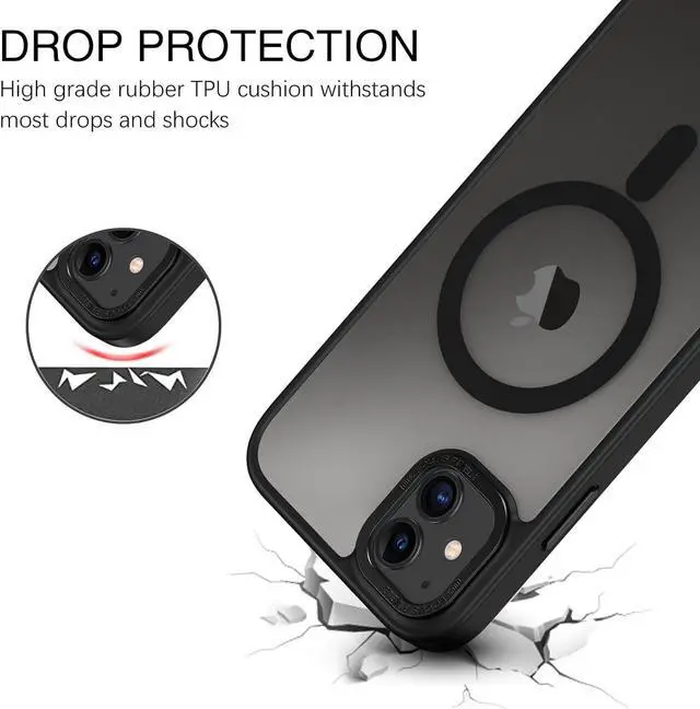 Alt view image 5 of 7 - for iPhone 11 Phone Case, Phone case iPhone 11 Magnetic Case [Compatible with Mag Safe] Translucent Matte Slim Shockproof Anti-Fingerprint Protective Cover for iPhone 11 6.1Black