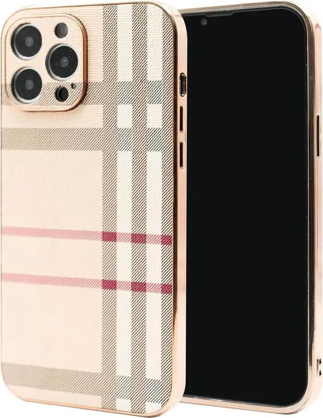 Main image of Phone Case for Apple iPhone 13 Pro Max, Fashion Designer Leather Phone Case, Soft TPU Drop Protection Shockproof Protective Phone Holder Women