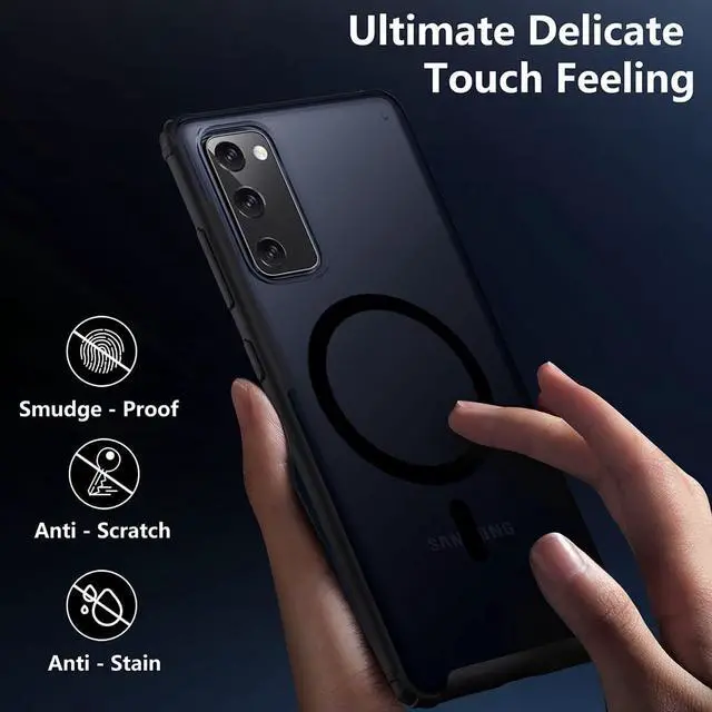 Alt view image 3 of 6 - Magnetic Case for Samsung Galaxy S20 FE 5G, Translucent Matte Anti-Fingerprint,Compatible with MagSafe,Slim Fit Shockproof Protective Phone Case for Galaxy S20 FE Case (Black)
