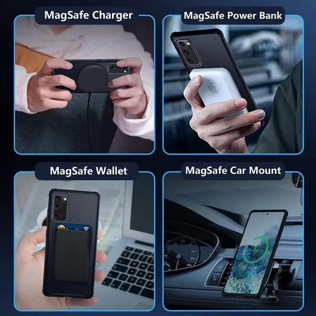 Alt view image 6 of 6 - Magnetic Case for Samsung Galaxy S20 FE 5G, Translucent Matte Anti-Fingerprint,Compatible with MagSafe,Slim Fit Shockproof Protective Phone Case for Galaxy S20 FE Case (Black)