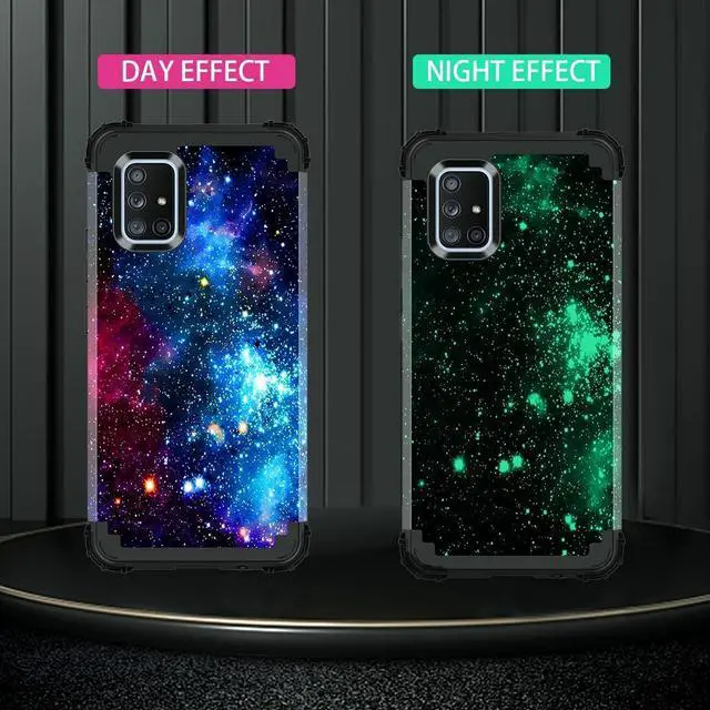 Alt view image 2 of 7 - Miqala for Galaxy A71 5G Case,Shiny in The Dark Three Layer Heavy Duty Shockproof Hard Plastic Bumper +Soft Silicone Rubber Protective Case for Samsung Galaxy A71 5G,Blue Sky