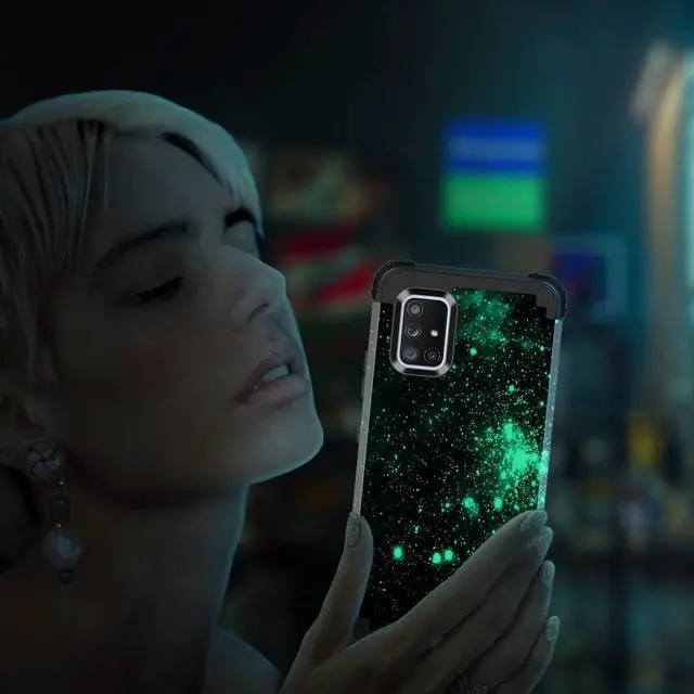 Alt view image 4 of 7 - Miqala for Galaxy A71 5G Case,Shiny in The Dark Three Layer Heavy Duty Shockproof Hard Plastic Bumper +Soft Silicone Rubber Protective Case for Samsung Galaxy A71 5G,Blue Sky