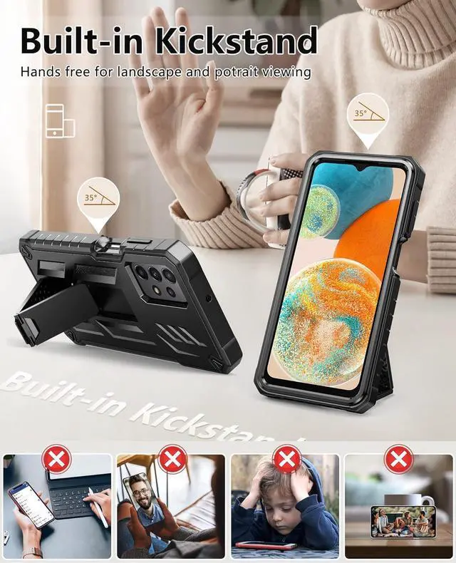 Alt view image 3 of 7 - FNTCASE for Samsung Galaxy A23 5G Case: Heavy Duty Rugged Military Grade Shockproof TPU Full Protective Shell with Kickstand Durable A23 4G LTE Phonecase Cell Phone Cover